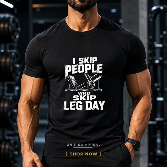 I Skip People Who Skip Leg Day — Unisex Gym T-Shirt