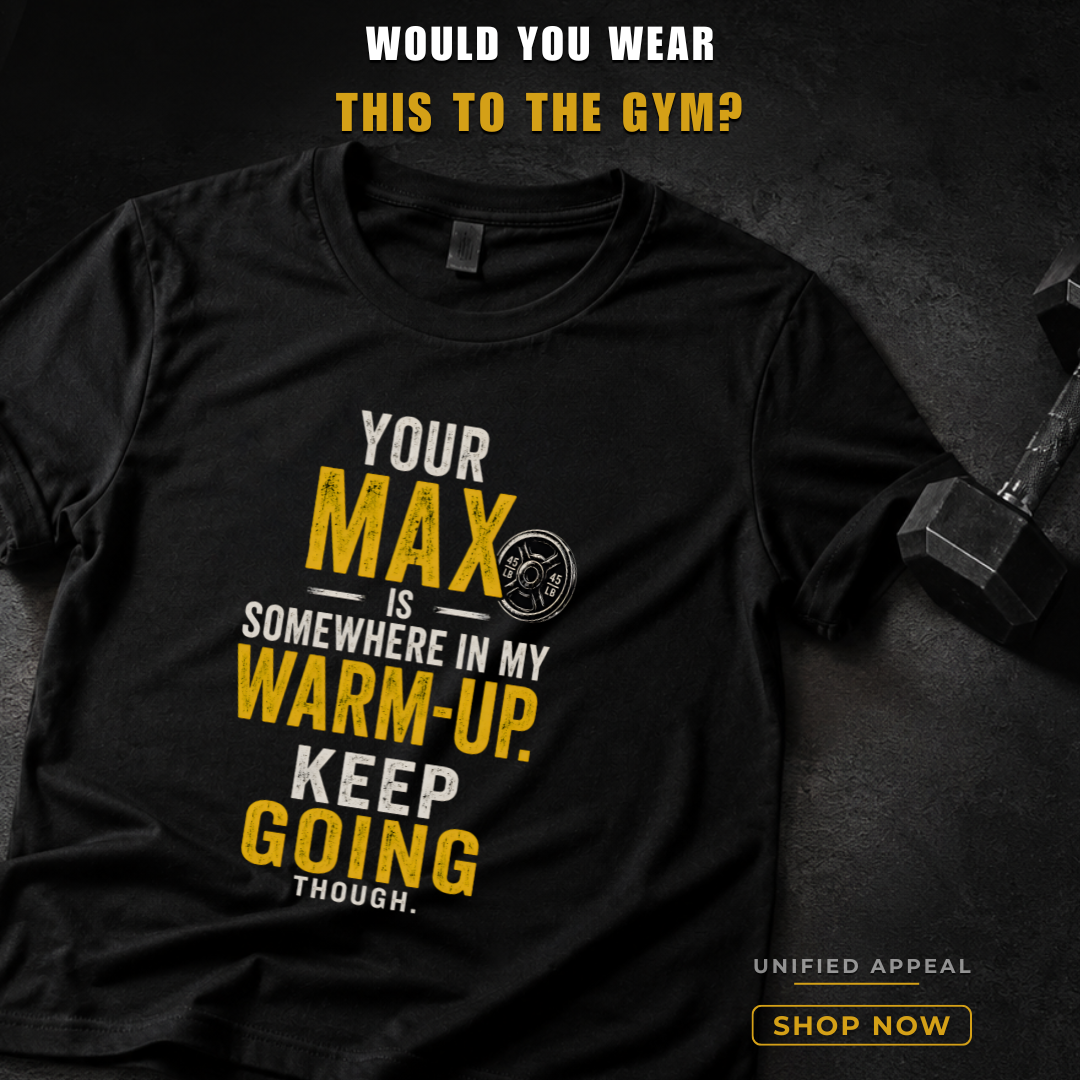 Black t-shirt with motivational text on a dark background