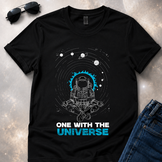One With The Universe — Meditating Astronaut Graphic T-Shirt
