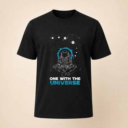 One With The Universe — Meditating Astronaut Graphic T-Shirt