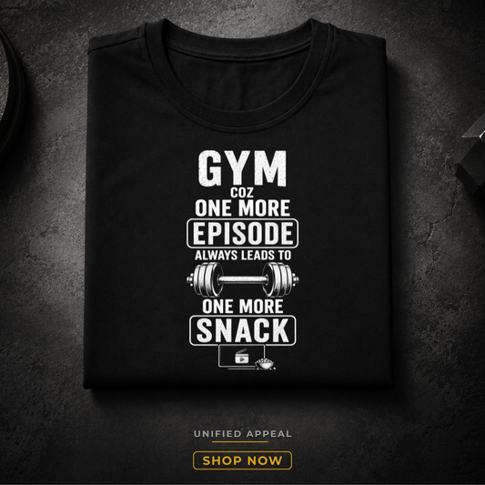 Black t-shirt with white text and graphic on a dark textured background