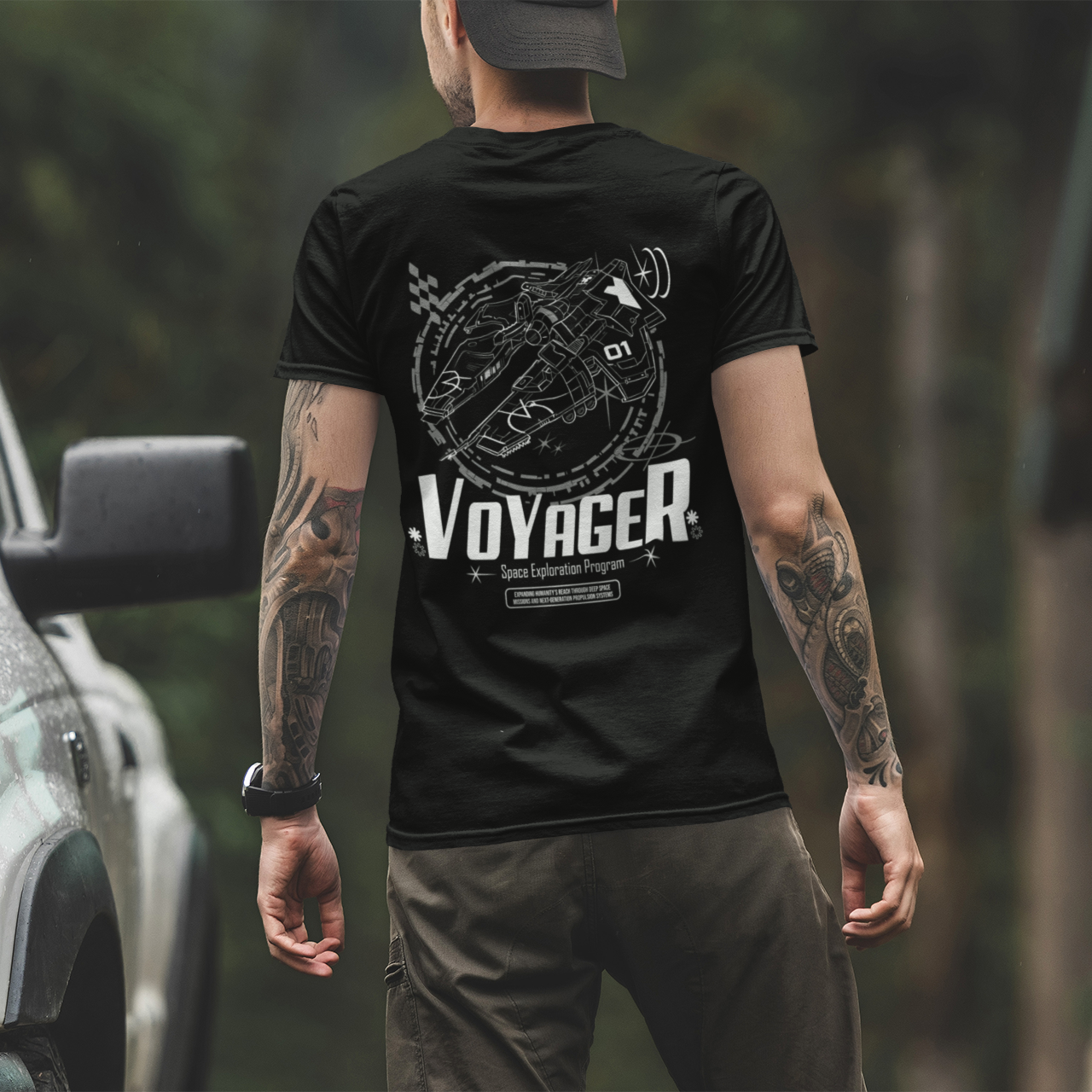Voyager - Black Unisex Astronomy Tshirt